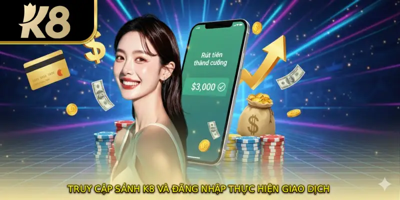 Truy cập sảnh K8 và đăng nhập thực hiện giao dịch